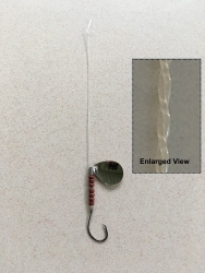 Straightened Mono Fishing Leader with hook, spinner and brown beads