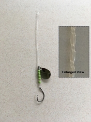 Straightened Mono Fishing Leader with hook, spinner and green beads