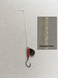 Straightened Mono Fishing Leader with hook, spinner and red beads