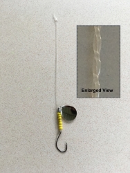 Straightened Mono Fishing Leader with hook, spinner and yellow beads